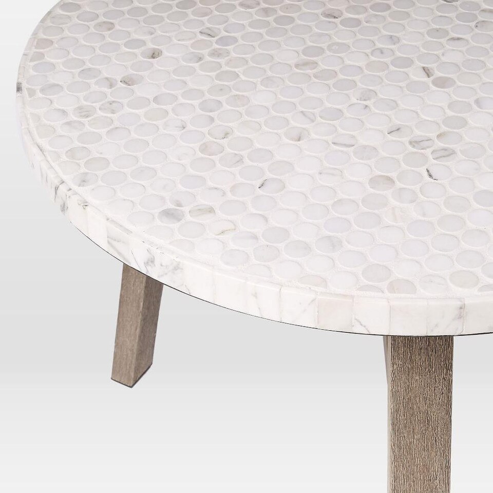 Mosaic Tiled Outdoor Bistro Table White Marble west elm Australia